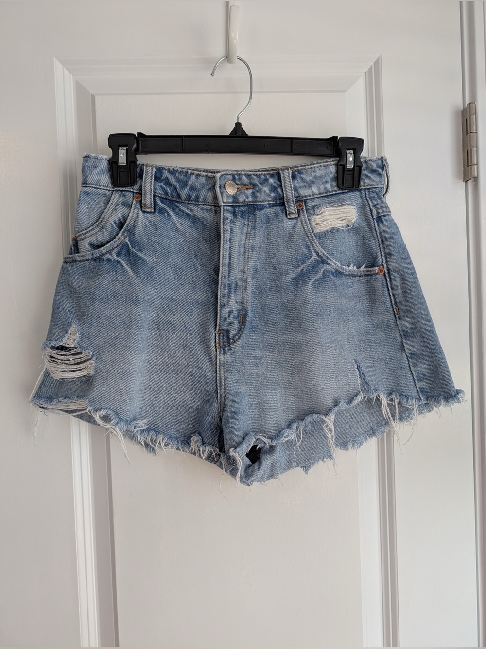 Rolla’s Dusters Shorts High Rise Slim Distressed Frayed Hem Cotton Size 27